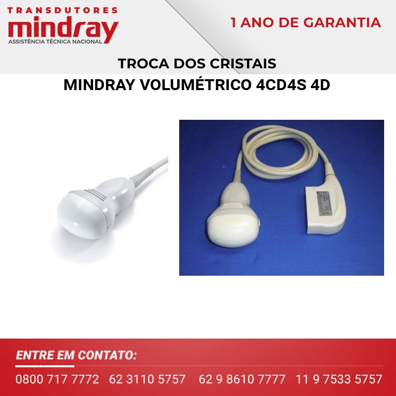 CRISTAL TRANSDUTOR MINDRAY CONVEXO VOLUMÉTRICO 4CD4S 4D
