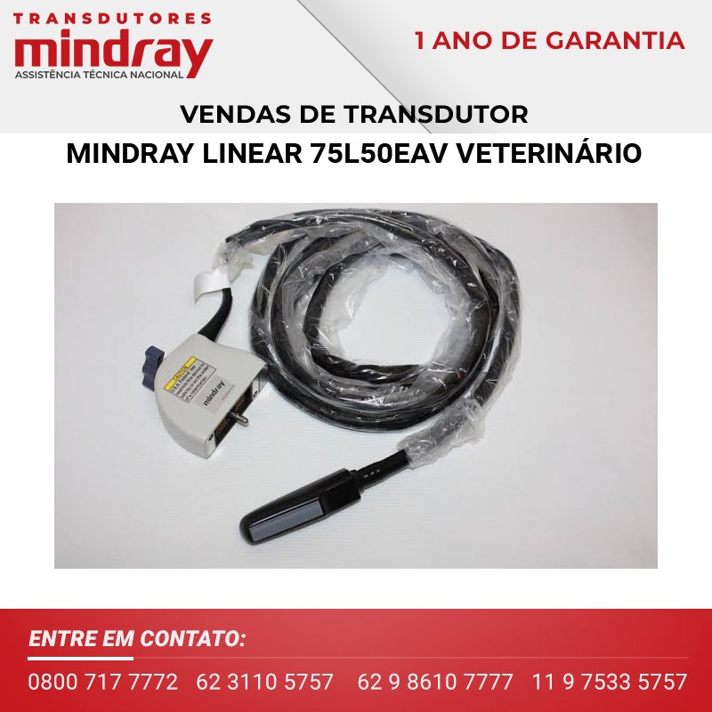 VENDAS TRANSDUTOR MINDRAY LINEAR 75L50EAV VETERINÁRIO