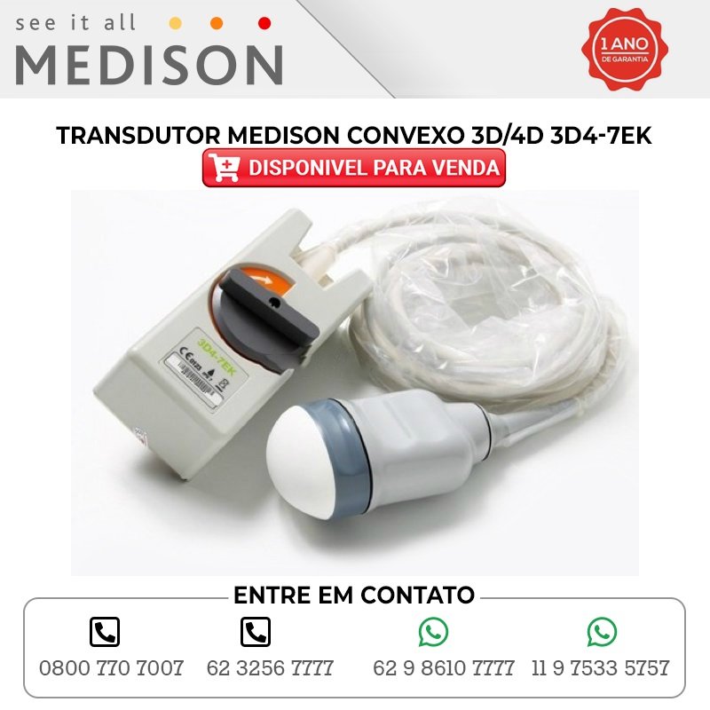 TRANSDUTOR MEDISON CONVEXO 3D 4D 3D4 7EK DISPONIBI